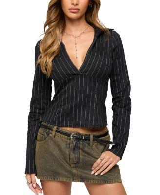 Araceli Pinstripe Tailored Shirt by EDIKTED