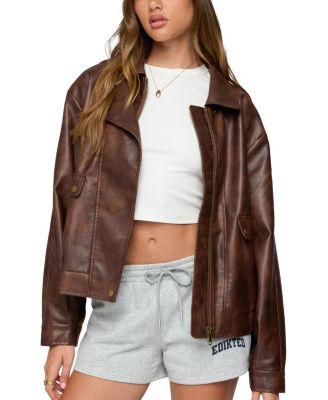 Ardella Oversized Faux Leather Jacket by EDIKTED