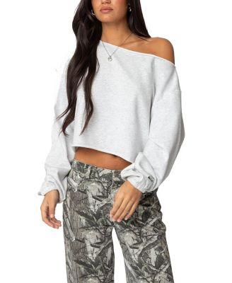 Aveline Off Shoulder Light Sweatshirt by EDIKTED