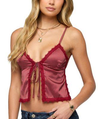 Backless Satin Effect Polka Dot Top by EDIKTED