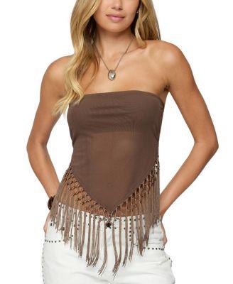 Backless Sheer Mesh Strapless Top by EDIKTED