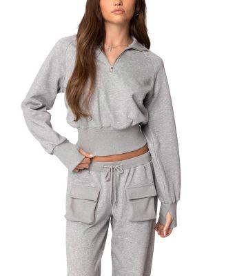 Bailey French Terry Quarter Zip Top by EDIKTED