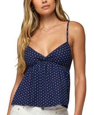 Belen Polka Dot Lacey Babydoll Top by EDIKTED