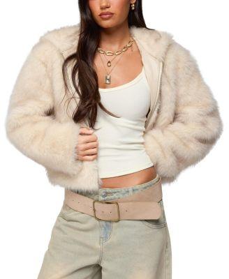Beyonca Hooded Faux Fur Jacket by EDIKTED