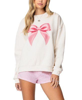 Bow Brat Printed Sweatshirt by EDIKTED