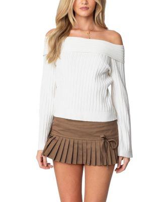 Brandy Fold Over Ribbed Sweater by EDIKTED