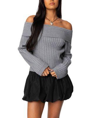 Brandy Fold Over Ribbed Sweater by EDIKTED
