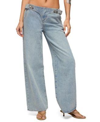 Buckled Low Rise Baggy Jeans by EDIKTED