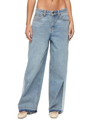 Cailin Contrast Panel Low Rise Baggy Jeans by EDIKTED