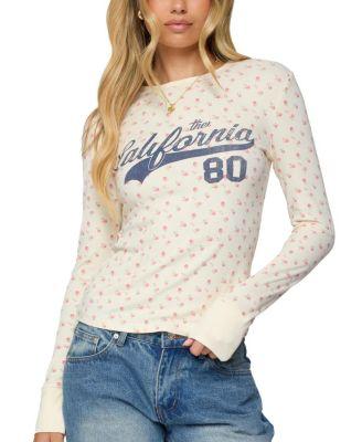Cali Floral Ribbed Long Sleeve T Shirt by EDIKTED