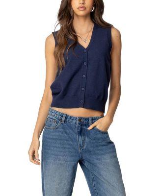 Cam Button Up Knit Vest Top by EDIKTED