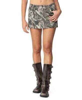 Camo Denim Mini Skirt by EDIKTED