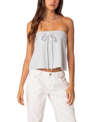 Caroline Tie Front Strapless Top by EDIKTED