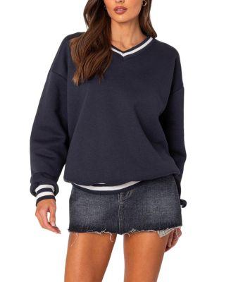 Caryn Oversized V Neck Sweatshirt by EDIKTED