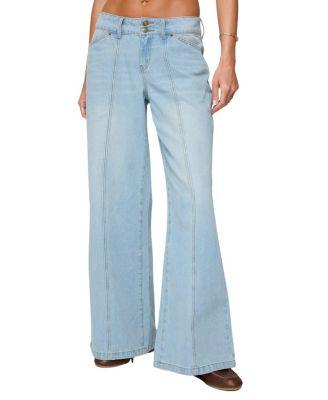 Charlie Panel Stitch Low Rise Light Rinse Wash Jeans by EDIKTED