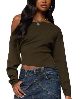 Chenelle Asymmetric Off Shoulder Sweater by EDIKTED