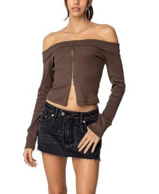 Clarissa Fold Over Ribbed Top by EDIKTED