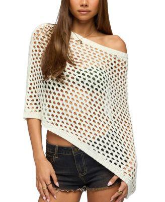 Cloe Off Shoulder Crochet Poncho by EDIKTED