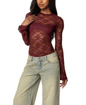 Colette Sheer Lace Bodysuit by EDIKTED