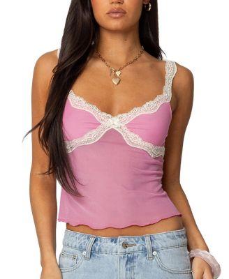 Contrast Lacey Mesh Tank Top by EDIKTED