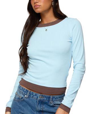 Contrast Layered Look Long Sleeve T Shirt by EDIKTED