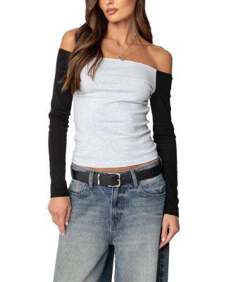 Contrast Off Shoulder Top by EDIKTED