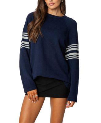 Contrast Stripe Oversized Knit Top by EDIKTED
