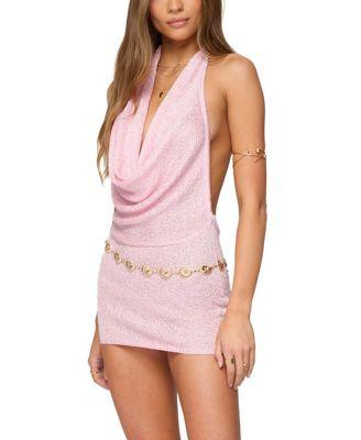 Cowl Neck Backless Knit Mini Dress by EDIKTED