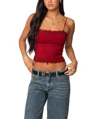 Cruella Lace Trim Tank Top by EDIKTED