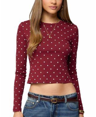 Daliya Polka Dot Long Sleeve Top by EDIKTED
