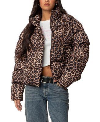 Dalya Leopard Printed Puffer Jacket by EDIKTED