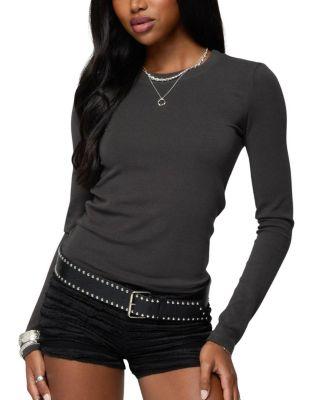 Daphne Ribbed Long Sleeve T Shirt by EDIKTED