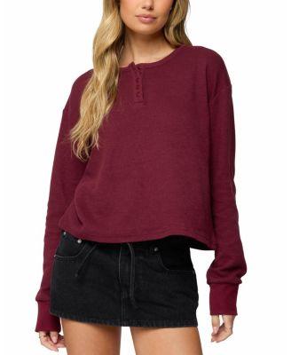 Deni Long Sleeve Henley Waffle Top by EDIKTED