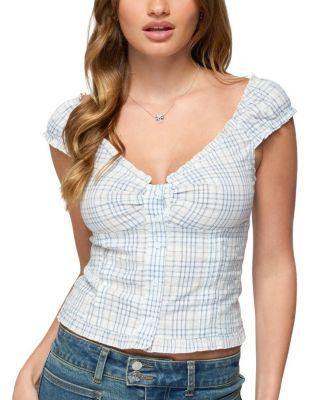 Dolsy Plaid Button Up Top by EDIKTED