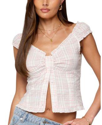 Dolsy Plaid Button Up Top by EDIKTED