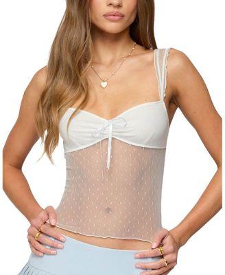 Dotted Sheer Mesh Top by EDIKTED
