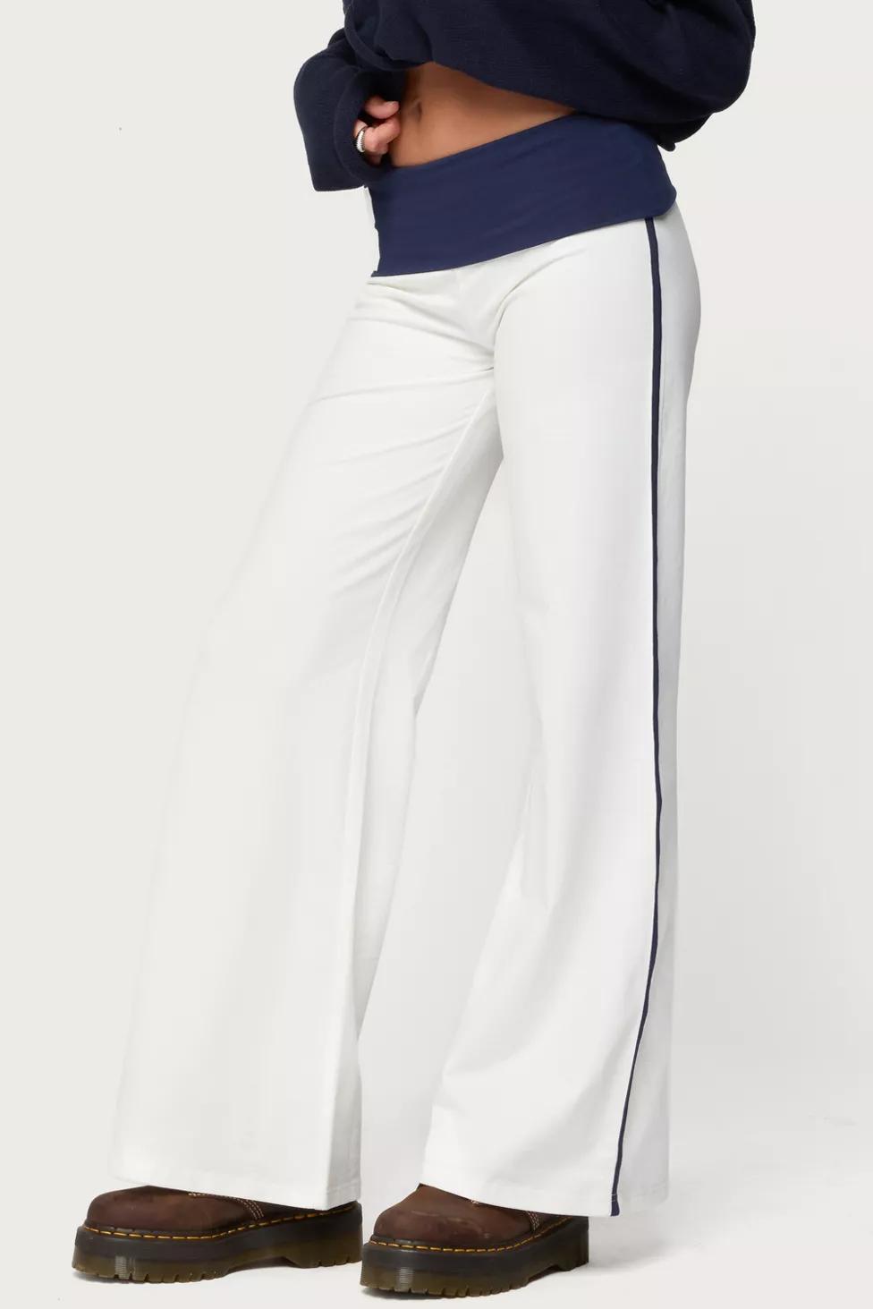 Edikted 8 Contrast Fold Over Wide Leg Pants by EDIKTED