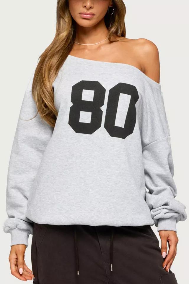 Edikted 80 Girl Off Shoulder Sweatshirt by EDIKTED
