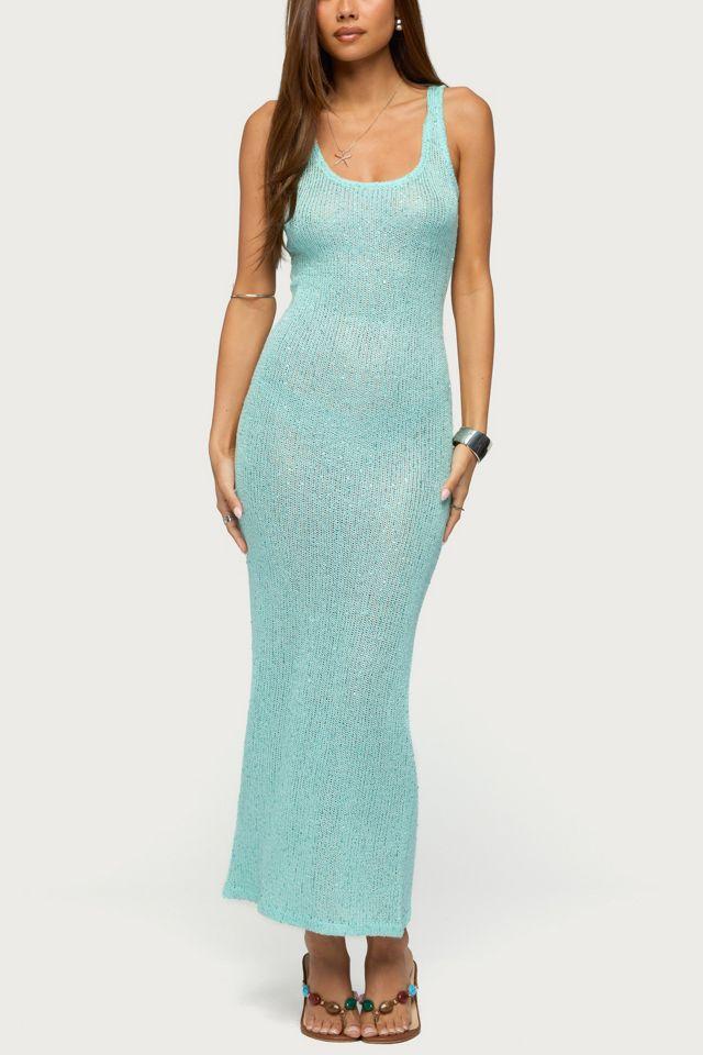Edikted Abby Sequin Sheer Knit Maxi Dress by EDIKTED