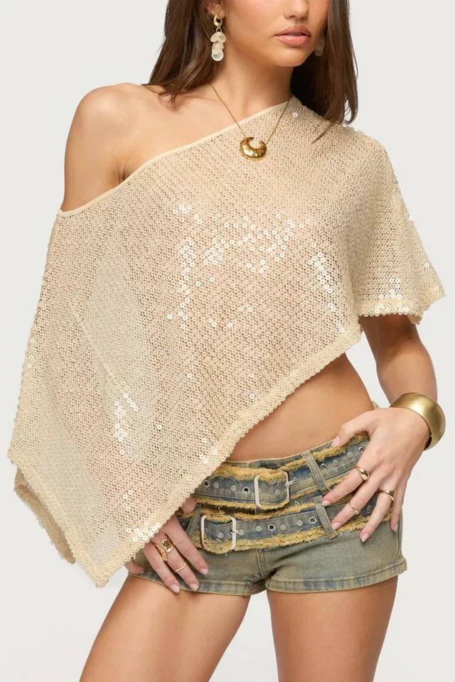 Edikted Alanna Sheer Sequin Poncho by EDIKTED