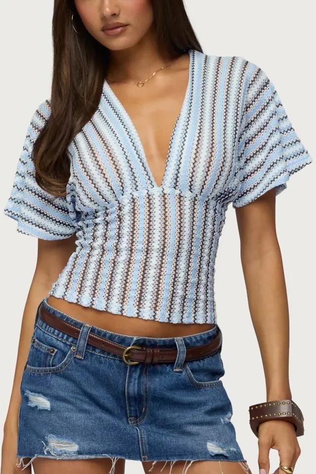 Edikted Alwyn Flutter Crochet Zigzag Top by EDIKTED