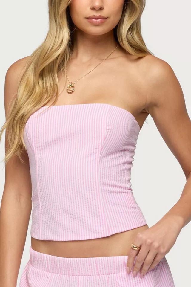 Edikted Amaliah Striped Strapless Corset by EDIKTED