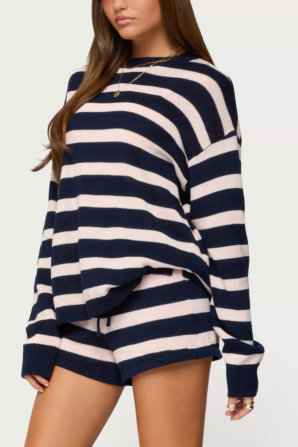 Edikted Amaris Striped Knit Shorts by EDIKTED