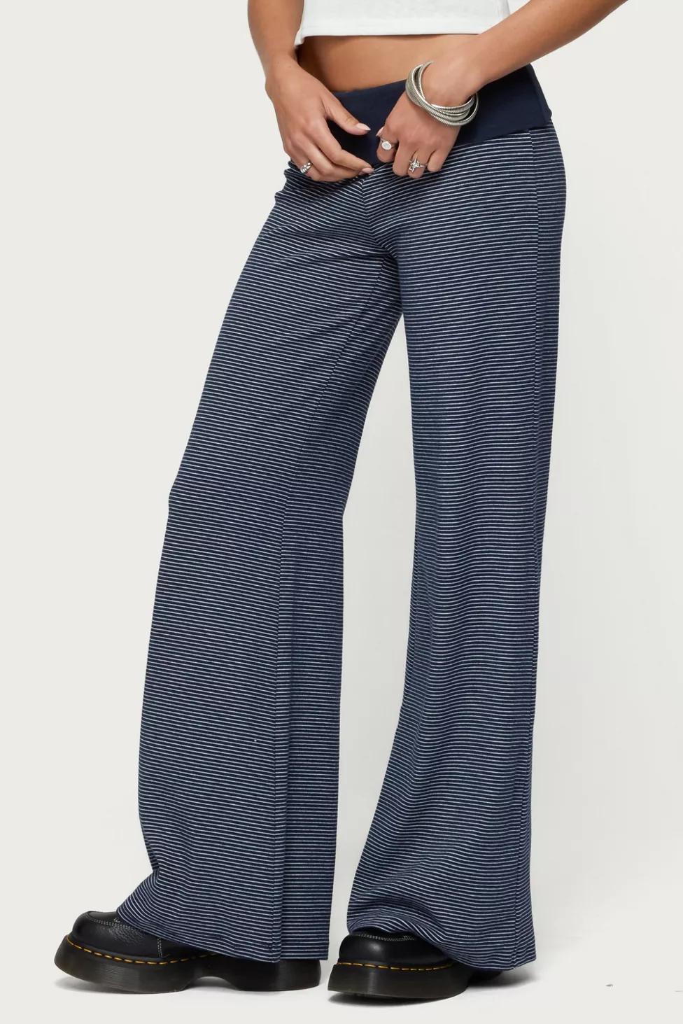 Edikted Amarna Striped Fold Over Pants by EDIKTED