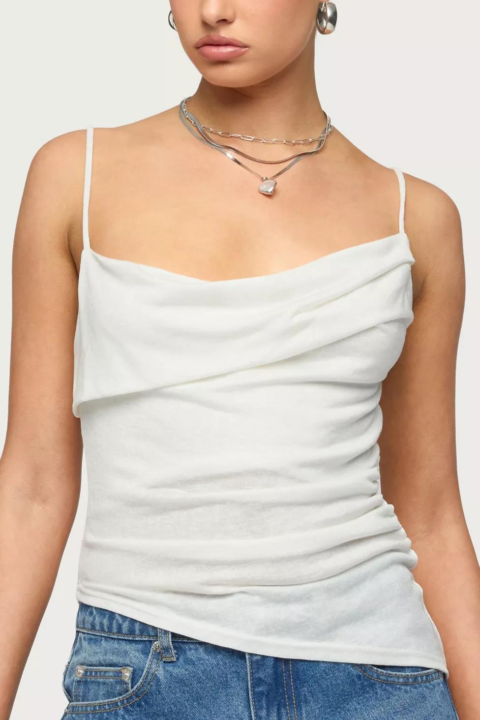 Edikted Asymmetric Cowl Neck Tank Top by EDIKTED
