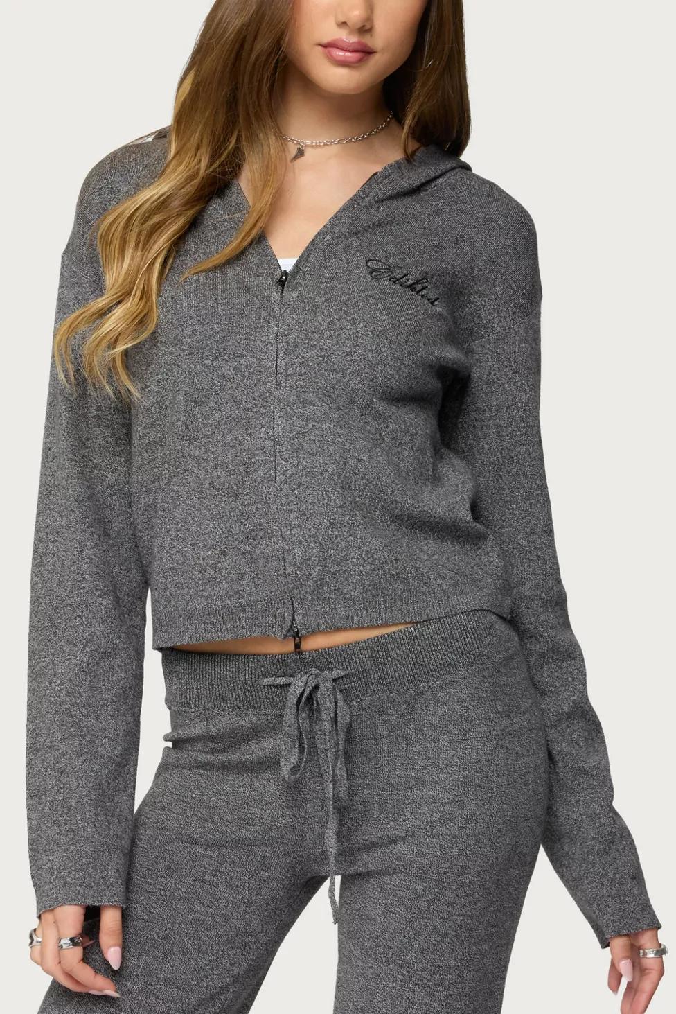 Edikted Ayah Knit Zip Up Hoodie by EDIKTED