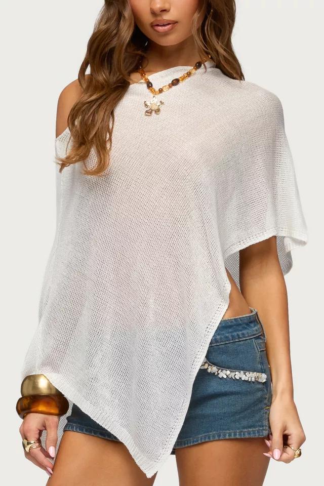 Edikted Azalia Asymmetric Knit Poncho by EDIKTED Edikted Azalia Asymmetric Knit Poncho by EDIKTED