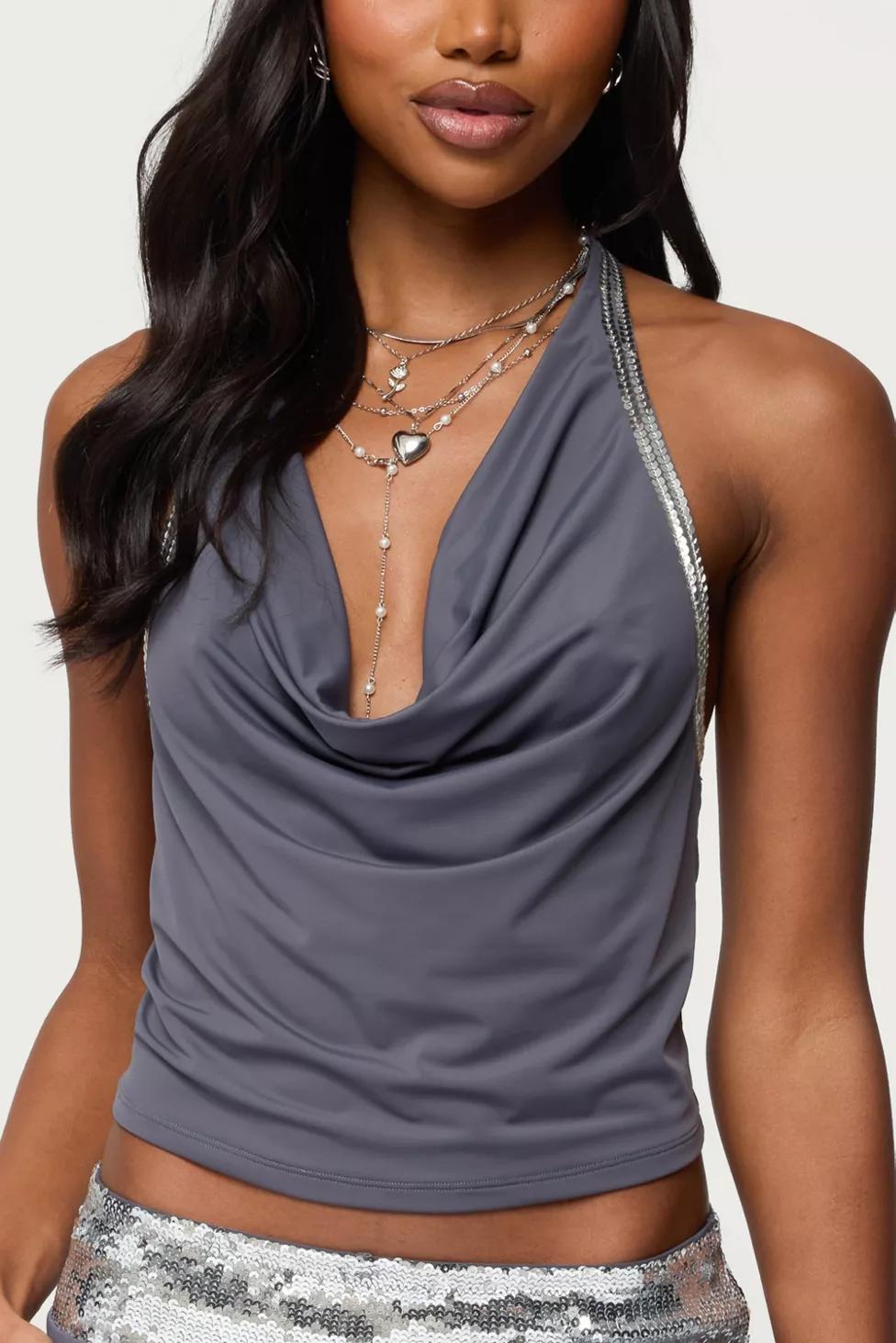 Edikted Briella Cowl Neck Halter Top by EDIKTED