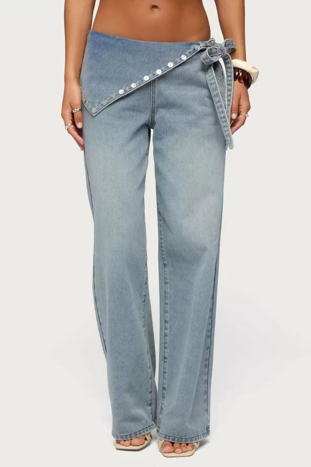 Edikted Button Foldover Low Rise Baggy Jean by EDIKTED