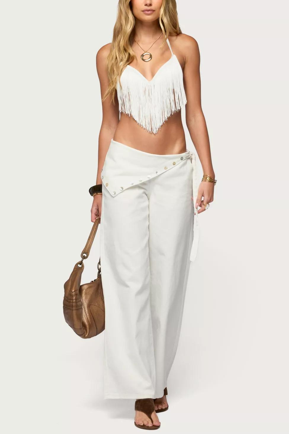 Edikted Button Foldover Low Rise Baggy Jean by EDIKTED